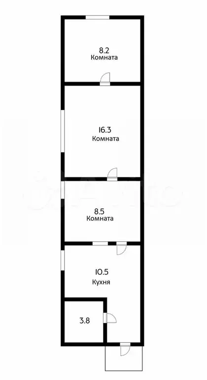 3-к. квартира, 47 м, 1/1 эт. - Фото 0
