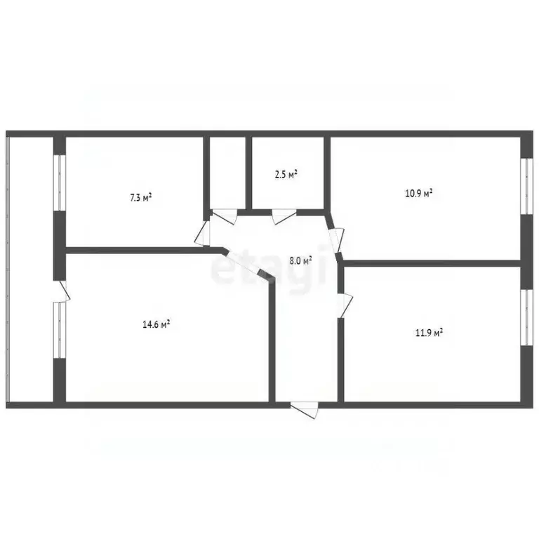 3-к кв. Кемеровская область, Кемерово Южный мкр, ул. Сергея Тюленина, ... - Фото 2