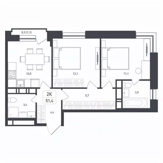 2-к кв. Московская область, Подольск городской округ, д. Борисовка ... - Фото 1