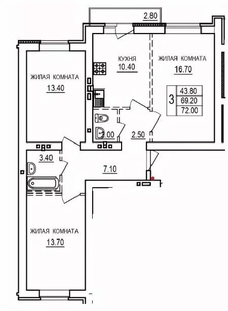 3-к кв. Саратовская область, Саратов ул. 1-я Благодатная, 3 (72.0 м) - Фото 1