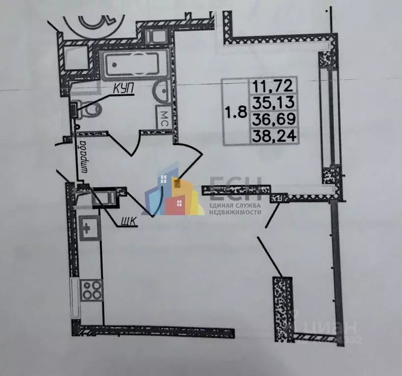 1-к кв. Тульская область, Тула городской округ, пос. Петровский проезд ... - Фото 2