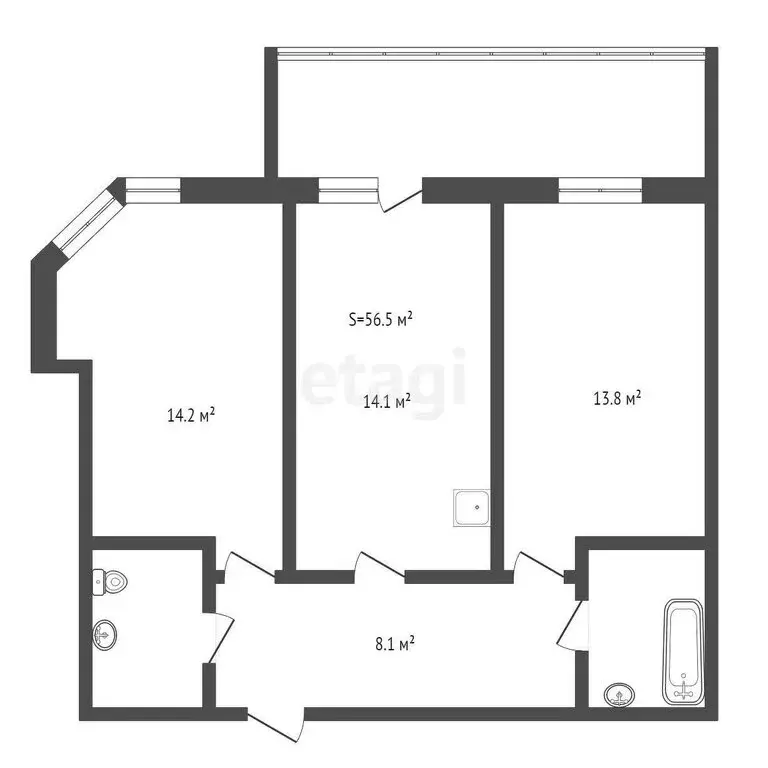 2-комнатная квартира: Новосибирск, улица Тюленина, 28 (56.5 м) - Фото 0