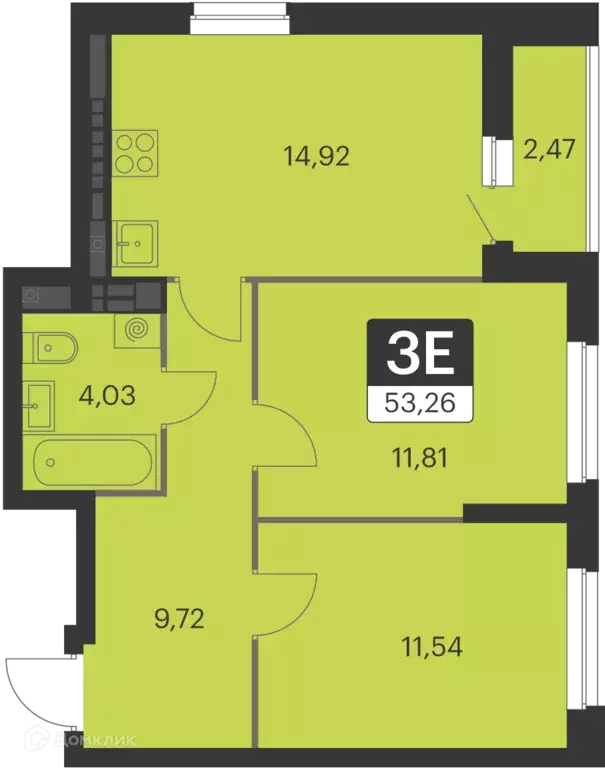 Продаётся 2-к квартира, 53.5 м - Фото 0