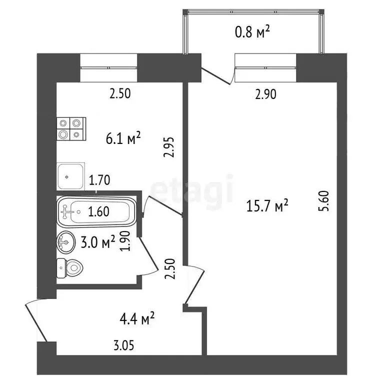 1-комнатная квартира: Стерлитамак, Коммунистическая улица, 49 (30 м) - Фото 1
