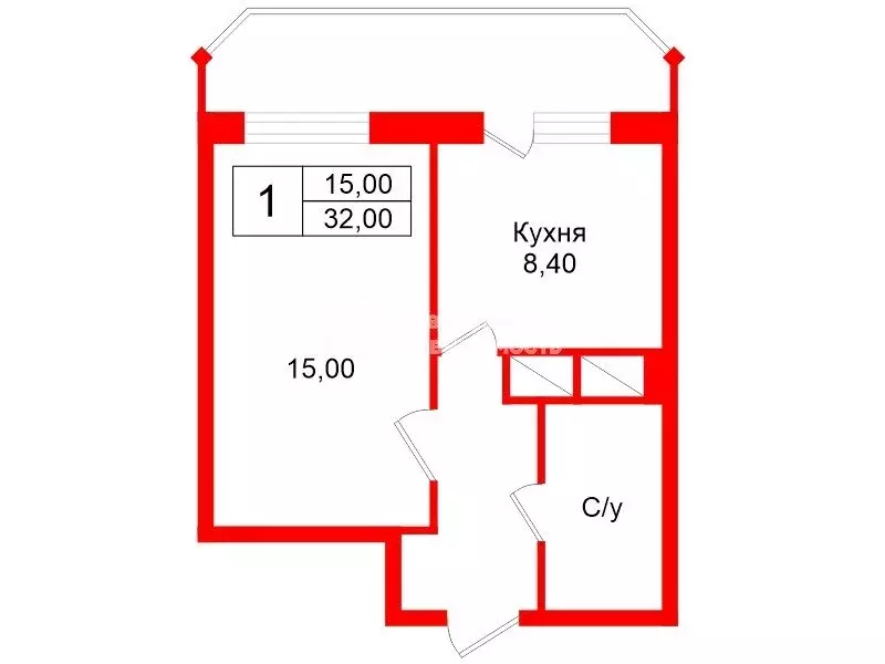 1-комнатная квартира: Мурино, улица Шувалова, 1 (32 м) - Фото 1