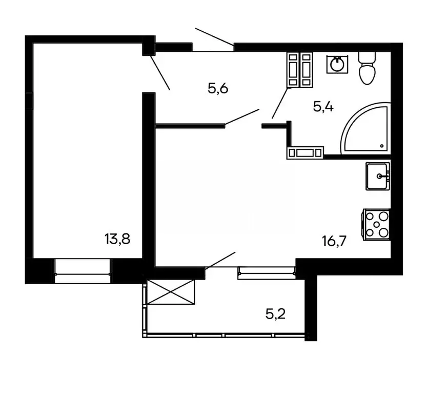 1-комнатная квартира: Севастополь, улица Токарева, 18Б (46.7 м) - Фото 0