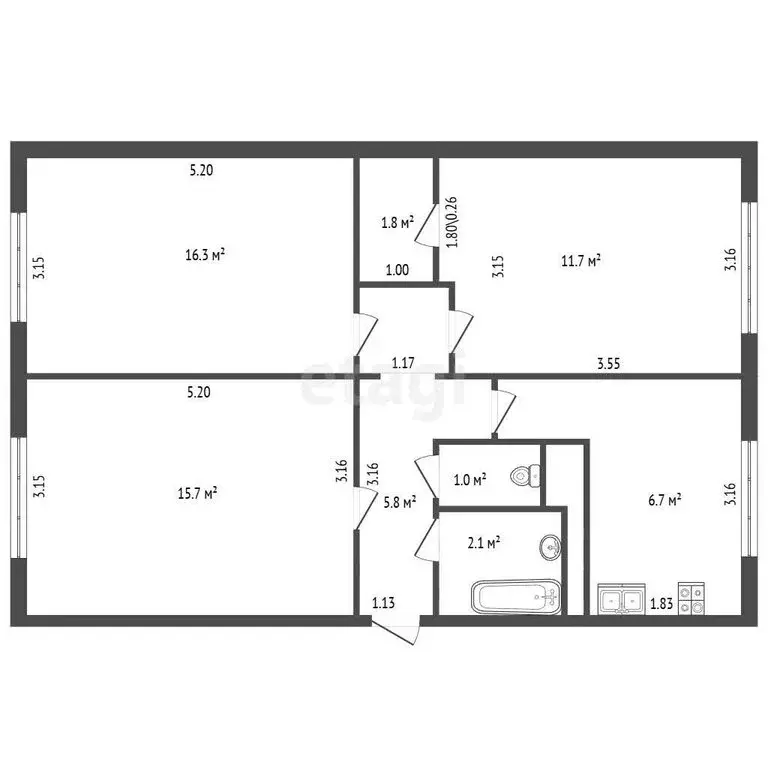 3-комнатная квартира: Санкт-Петербург, Народная улица, 10 (61.1 м) - Фото 1