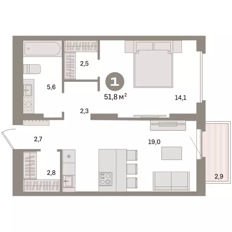 1-комнатная квартира: Екатеринбург, жилой район Сортировочный, ... - Фото 2