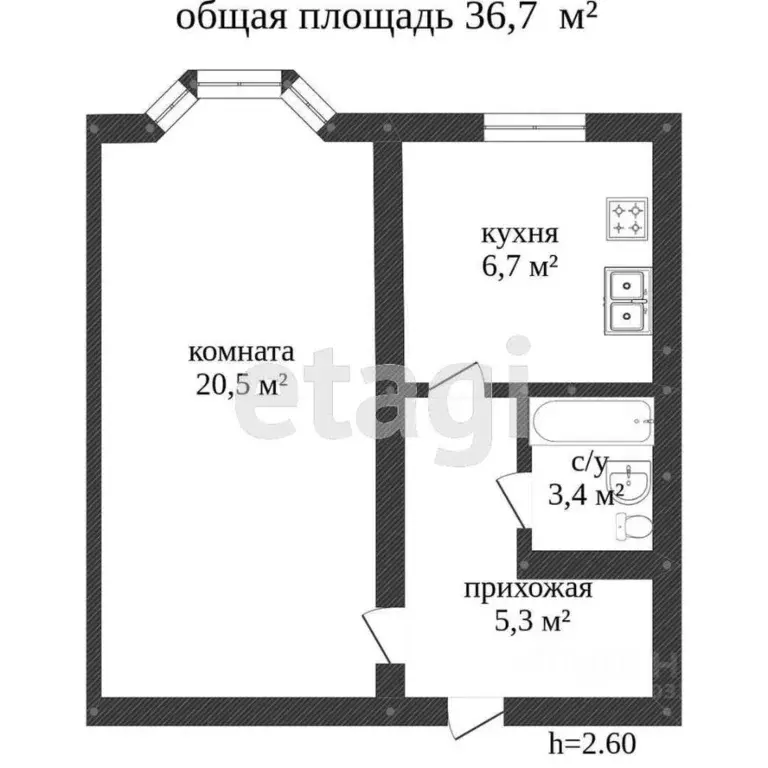 1-к кв. Ямало-Ненецкий АО, Новый Уренгой Юбилейный мкр, 4/2 (36.7 м) - Фото 1