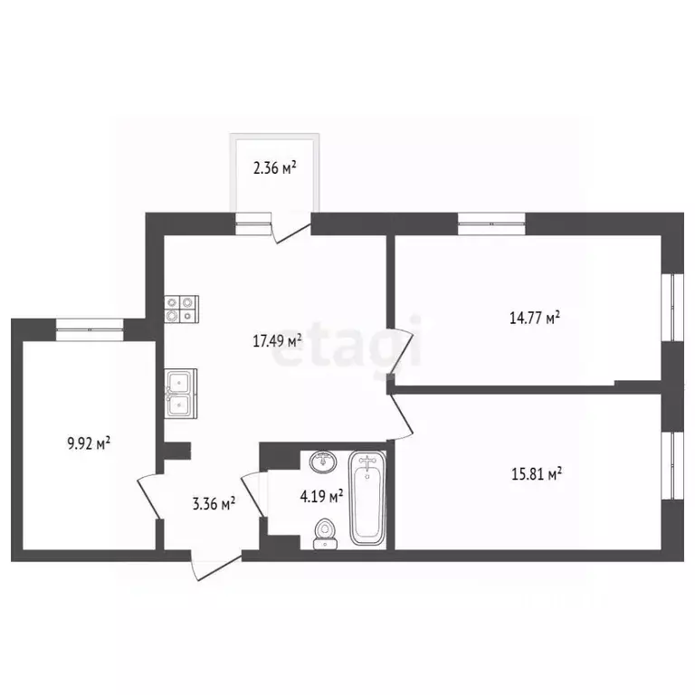 3-к кв. Крым, Евпатория ул. 60 лет ВЛКСМ, 31/3 (66.25 м) - Фото 2