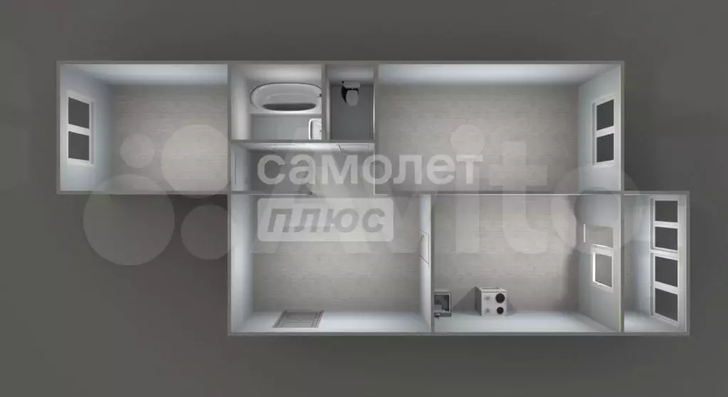 2-к. квартира, 53,5 м, 3/5 эт. - Фото 0