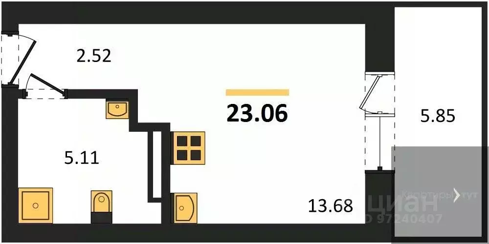 Студия Воронежская область, Воронеж Транспортная ул., 58 (23.06 м) - Фото 0