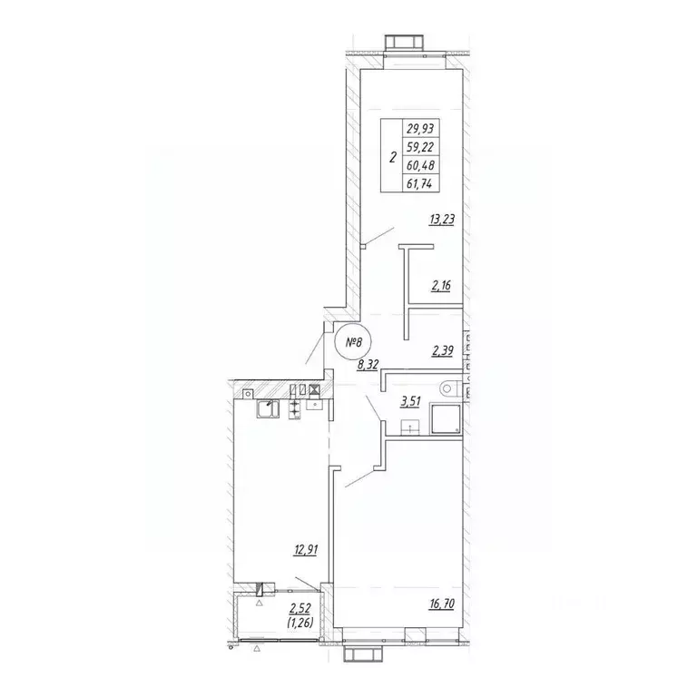 2-к кв. Калининградская область, Зеленоградск  (61.74 м) - Фото 1