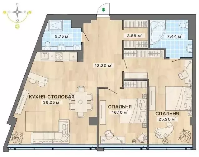 2-к. квартира, 107,7 м, 11/28 эт. - Фото 0