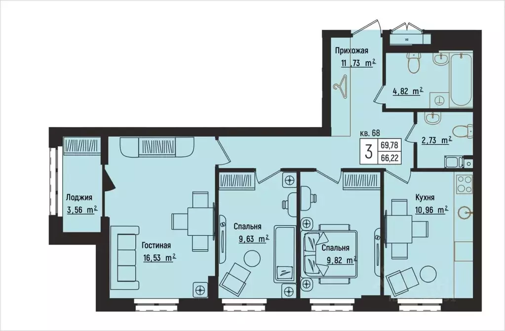 3-к кв. Нижегородская область, Нижний Новгород Литературная ул., 5 ... - Фото 1
