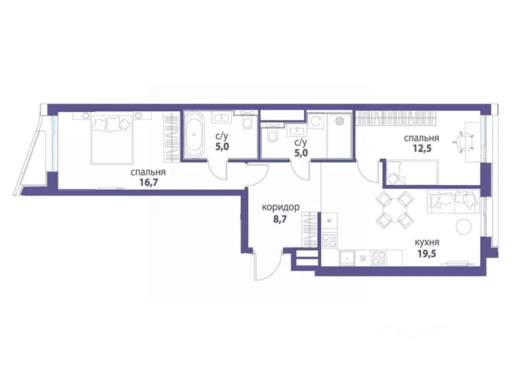 2-к кв. Москва Символ жилой комплекс (67.4 м) - Фото 1