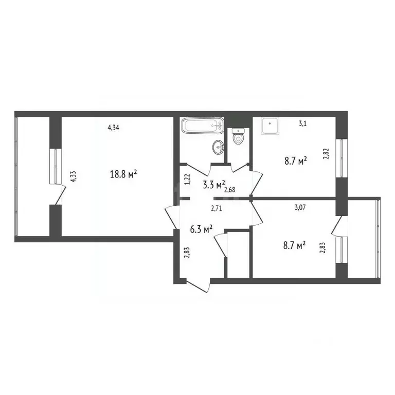 2-к кв. Красноярский край, Красноярск ул. Дмитрия Мартынова, 13 (50.6 ... - Фото 2