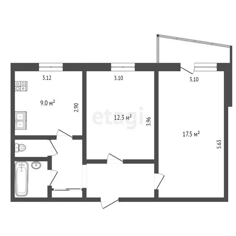 2-комнатная квартира: Тюмень, Широтная улица, 41 (50.7 м) - Фото 1