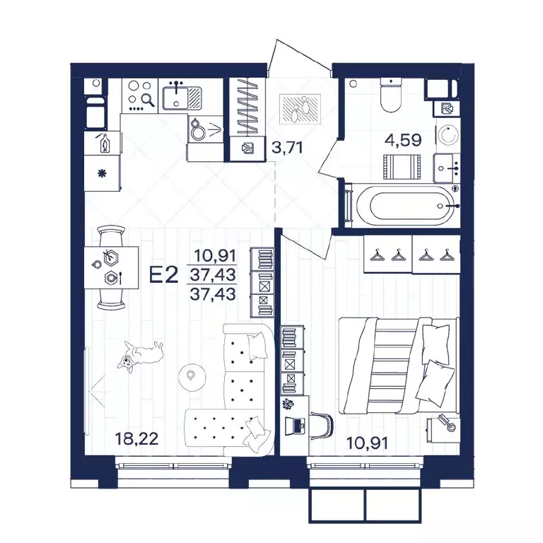 1-комнатная квартира: Тула, ЖК Гармония (37.43 м) - Фото 0