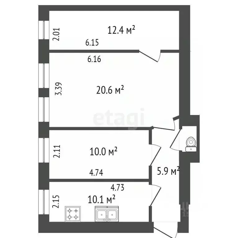 3-к кв. Санкт-Петербург ул. Лизы Чайкиной, 22 (59.7 м) - Фото 1