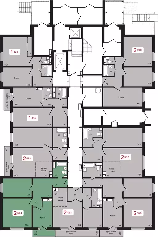 Продаётся 2-к квартира, 58.4 м - Фото 1