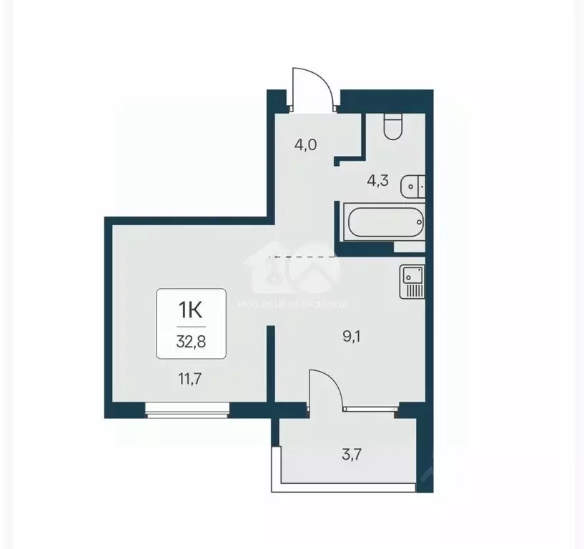 Студия Новосибирская область, Новосибирск Игарская ул., 5 (32.0 м) - Фото 2