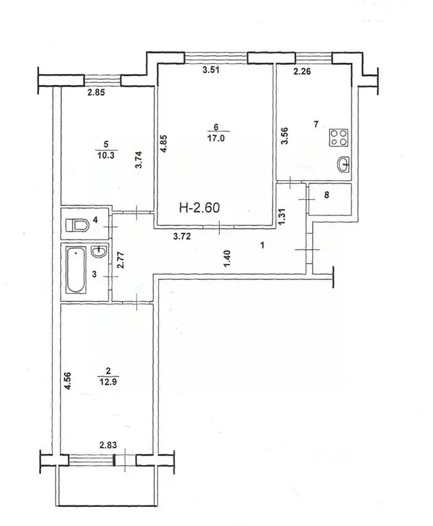 3-к кв. Волгоградская область, Волжский ул. 40 лет Победы, 35 (63.4 м) - Фото 2