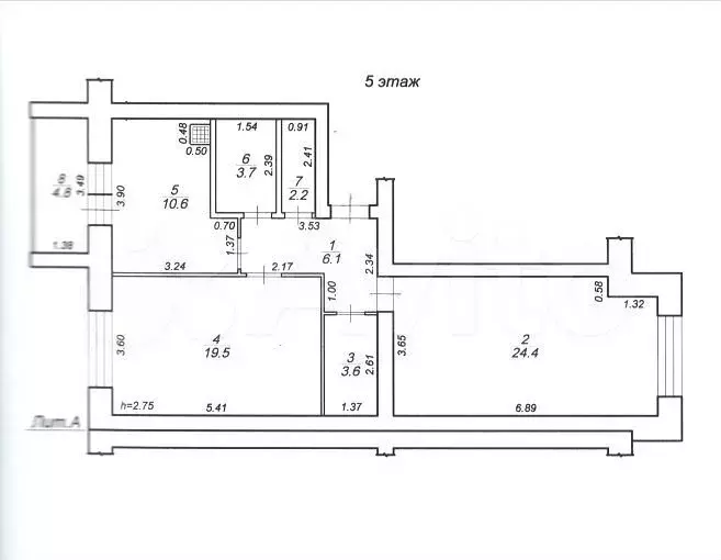 2-к. квартира, 70,1 м, 5/6 эт. - Фото 0