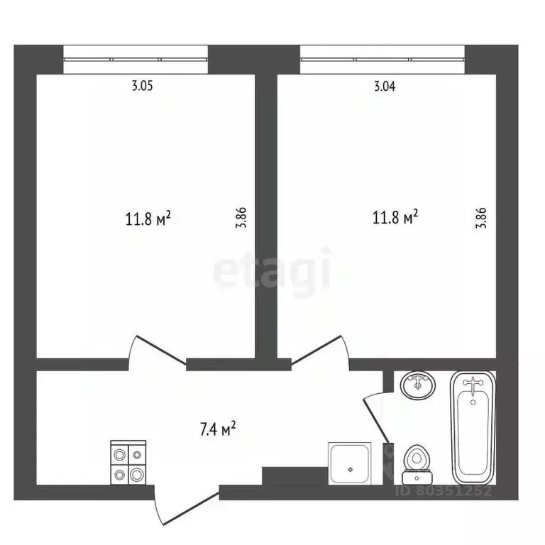 2-к кв. Ставропольский край, Железноводск ул. Космонавтов (33.4 м) - Фото 1