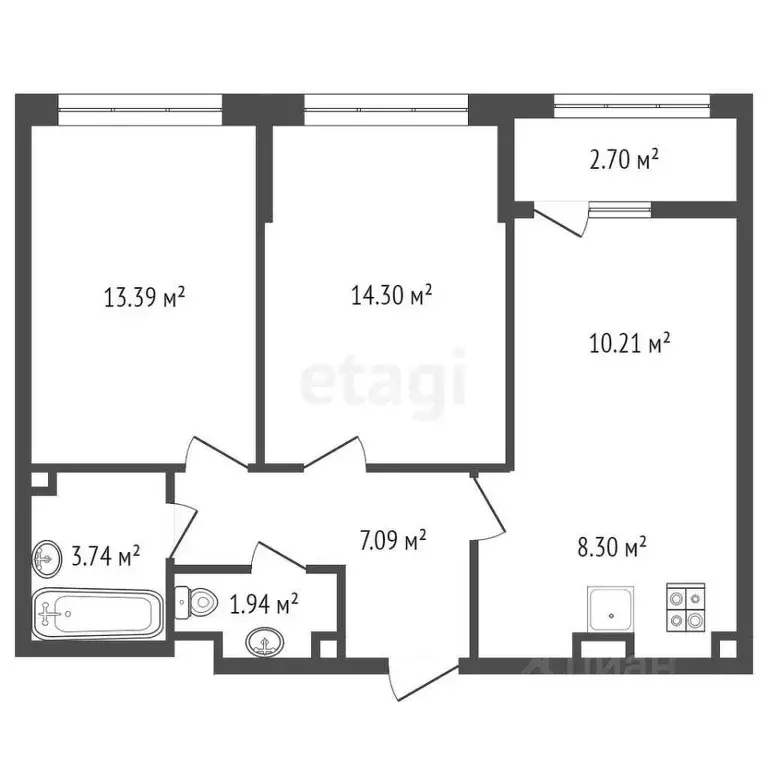 2-к кв. Ростовская область, Батайск ул. Северная Звезда, 12 (61.4 м) - Фото 1