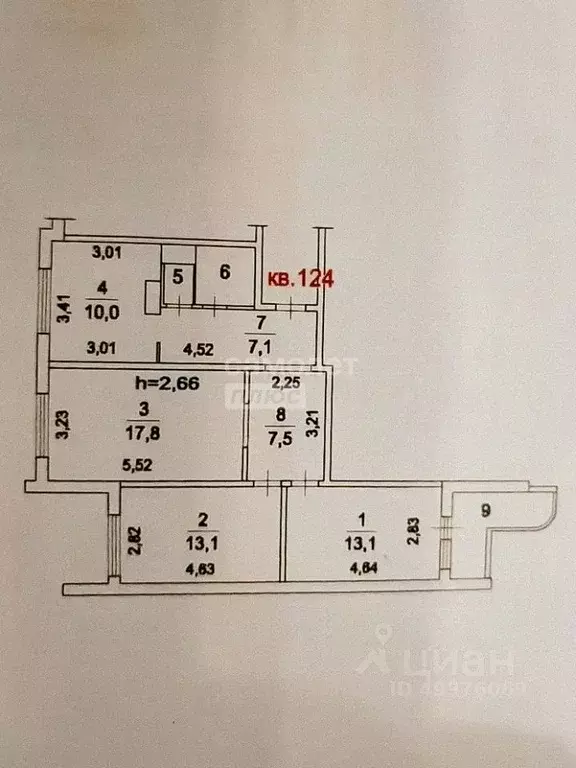 3-к кв. Московская область, Люберцы ул. Черемухина, 8к1 (78.0 м) - Фото 2
