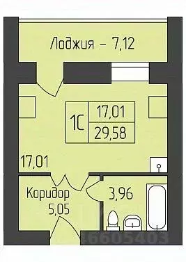 Студия Новосибирская область, Новосибирск ул. Юности, 7 (29.58 м) - Фото 0