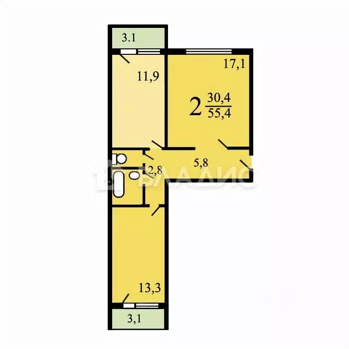 2-к кв. Москва Волжский бул., 13 (56.0 м) - Фото 2