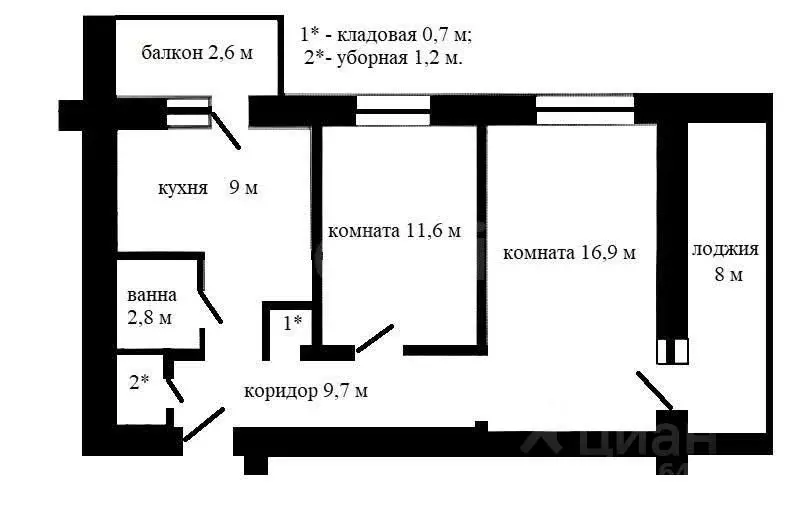 2-к кв. Крым, Судак муниципальный округ, с. Дачное ул. Лесная, 1 (53.4 ... - Фото 2