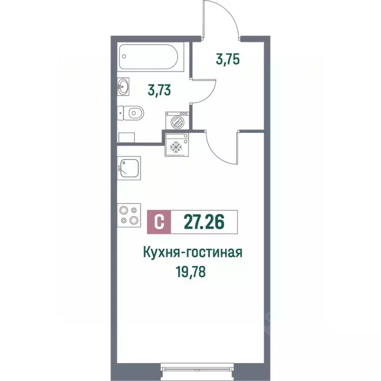 Студия Ленинградская область, Мурино Всеволожский район, просп. ... - Фото 0
