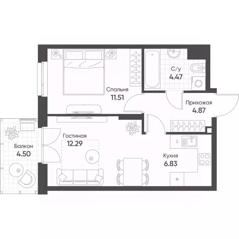 2-к кв. Татарстан, Казань ул. Гаврилова, 5Вк2 (41.32 м) - Фото 0