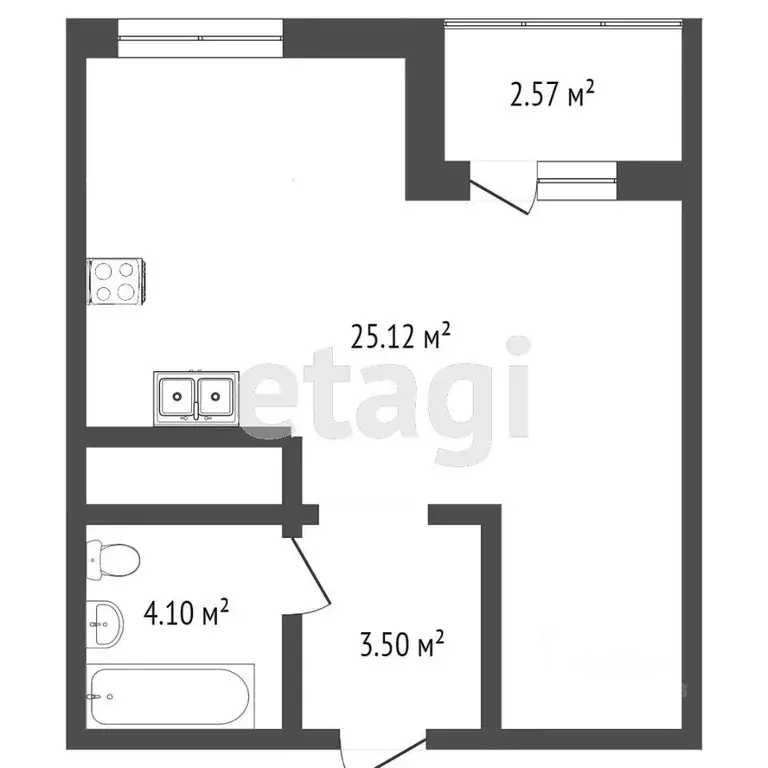 1-к кв. Ханты-Мансийский АО, Сургут ул. Ивана Захарова, 5/1 (32.7 м) - Фото 1