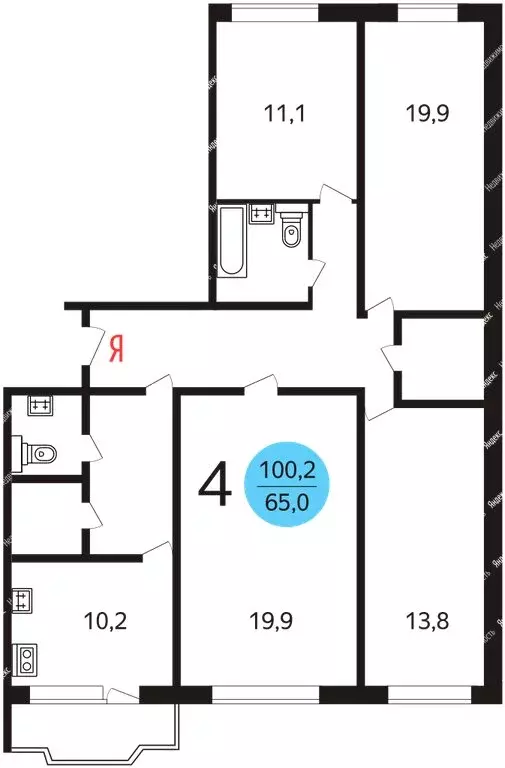 4-комнатная квартира: Москва, улица Брусилова, 17 (100 м) - Фото 0