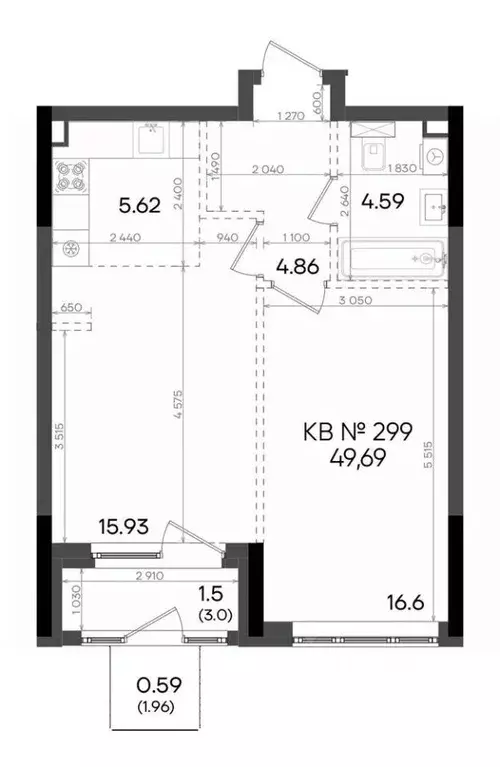 2-к кв. Татарстан, Казань ул. Аделя Кутуя, 180 (49.69 м) - Фото 1