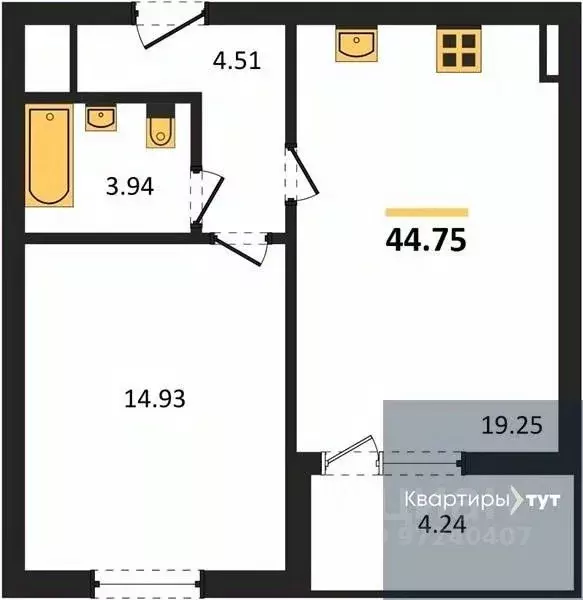 1-к кв. Воронежская область, Воронеж Краснознаменная ул., 72 (44.75 м) - Фото 0