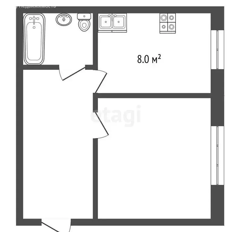 1-комнатная квартира: Камышлов, Карловарская улица, 1 (35 м) - Фото 1