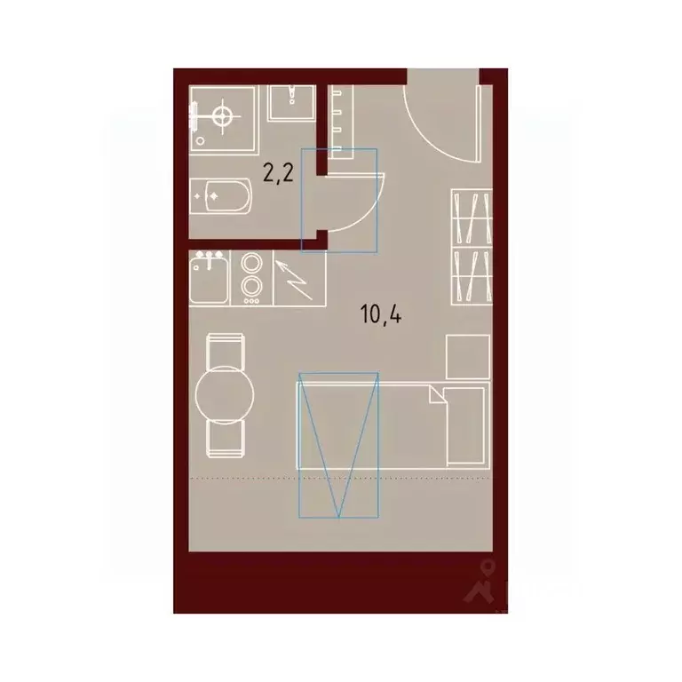 Студия Санкт-Петербург ул. Константина Заслонова, 8Б (12.6 м) - Фото 2