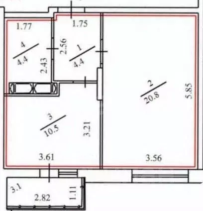 1-к кв. Липецкая область, Липецк Минская ул., 6Б (40.1 м) - Фото 2