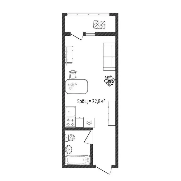 Квартира-студия: Новосибирск, улица Забалуева, 90 (22.8 м) - Фото 1