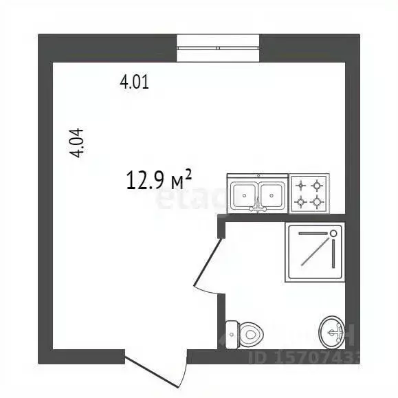 Студия Санкт-Петербург пер. Майков, 4а (16.1 м) - Фото 1
