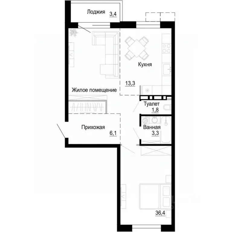 1-к кв. Приморский край, Владивосток ул. Бринера (60.5 м) - Фото 1