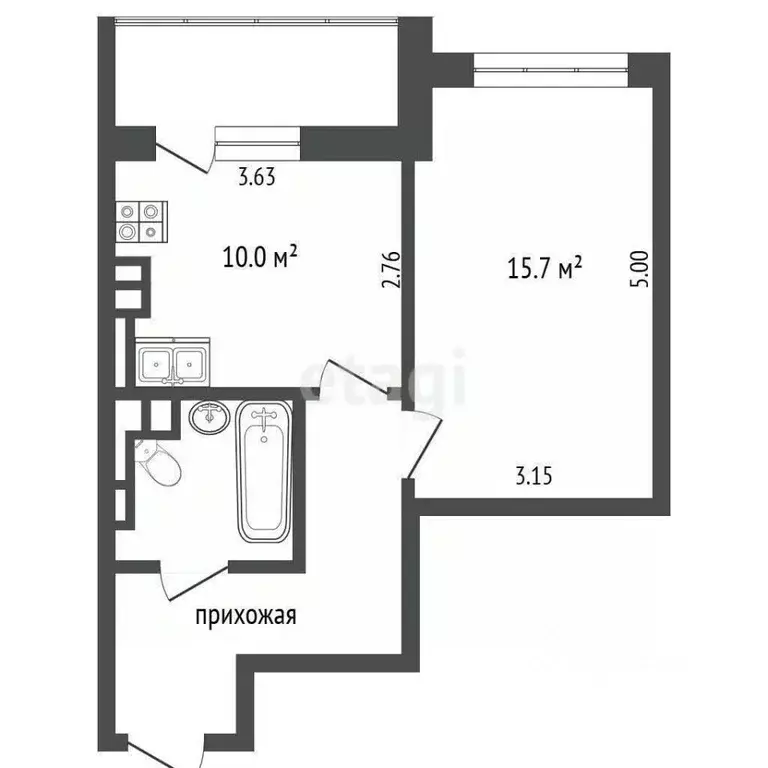 1-к кв. Белгородская область, Белгород Народный бул., 3а (44.9 м) - Фото 2