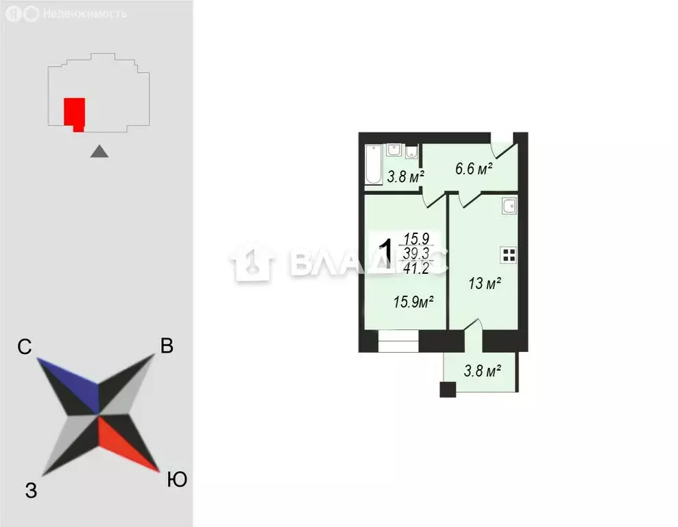 1-комнатная квартира: Владимир, улица Лакина, 2Г (39.3 м) - Фото 0