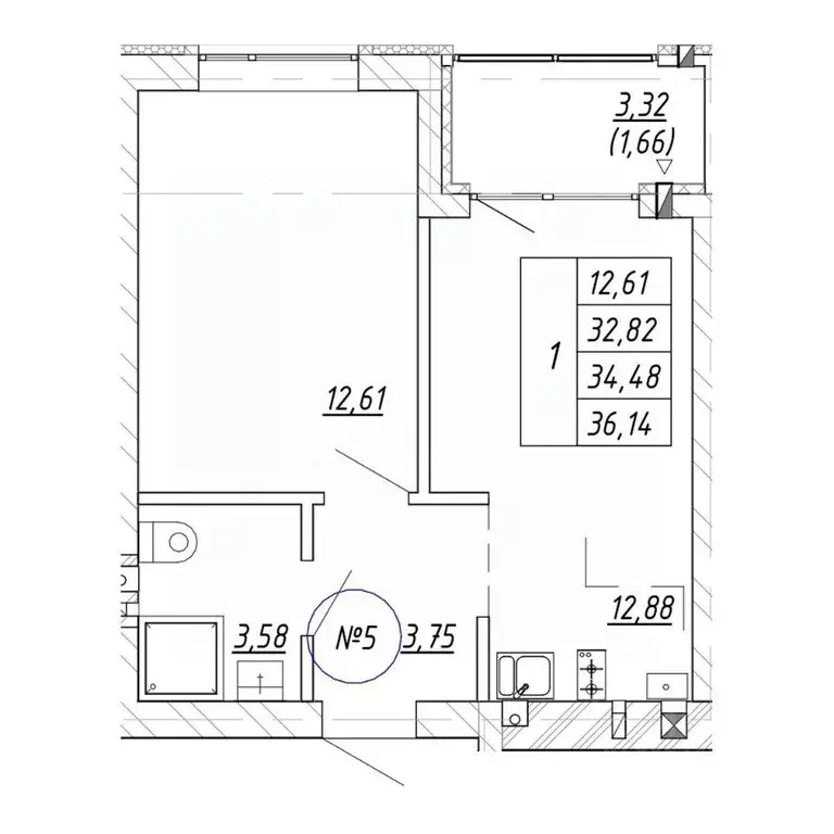1-к кв. Калининградская область, Зеленоградск  (36.14 м) - Фото 1