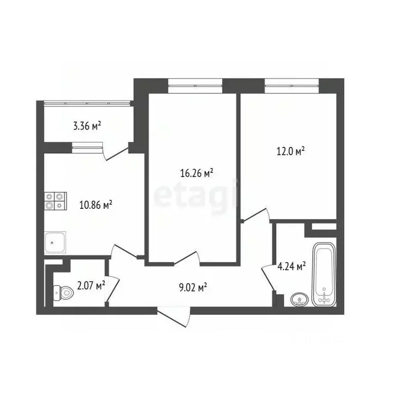 2-к кв. Санкт-Петербург Комендантский просп., 66к1 (56.0 м) - Фото 2